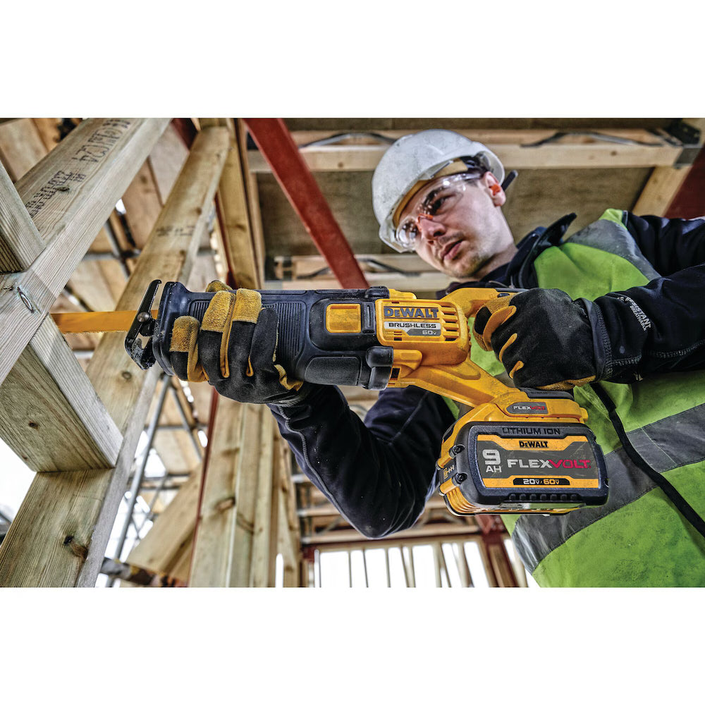 DEWALT DCS389X2 FLEXVOLT 60V MAX Lithium-Ion Brushless Cordless Recip Saw Kit with (2) 9ah Batteries and Charger