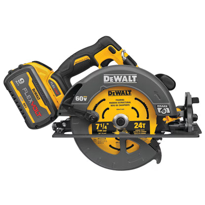 DEWALT DCS578X2 FLEXVOLT 60V MAX Lithium-Ion Brushless 7-1/4" Cordless Circular Saw Kit with (2) 9ah Batteries