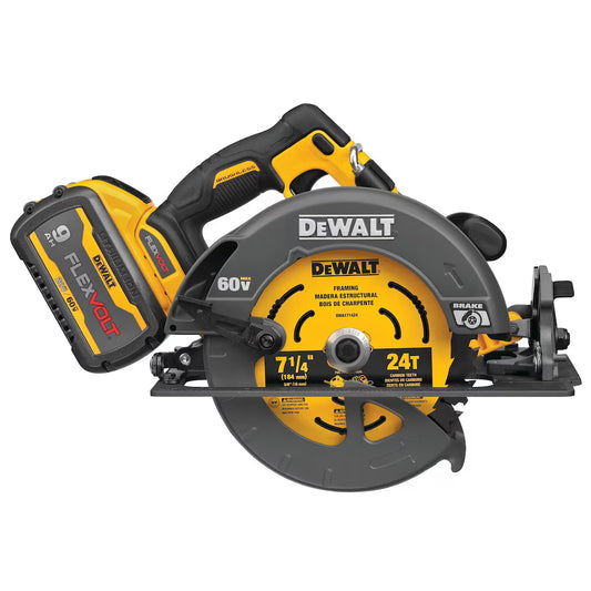 DEWALT DCS578X2 FLEXVOLT 60V MAX Lithium-Ion Brushless 7-1/4" Cordless Circular Saw Kit with (2) 9ah Batteries