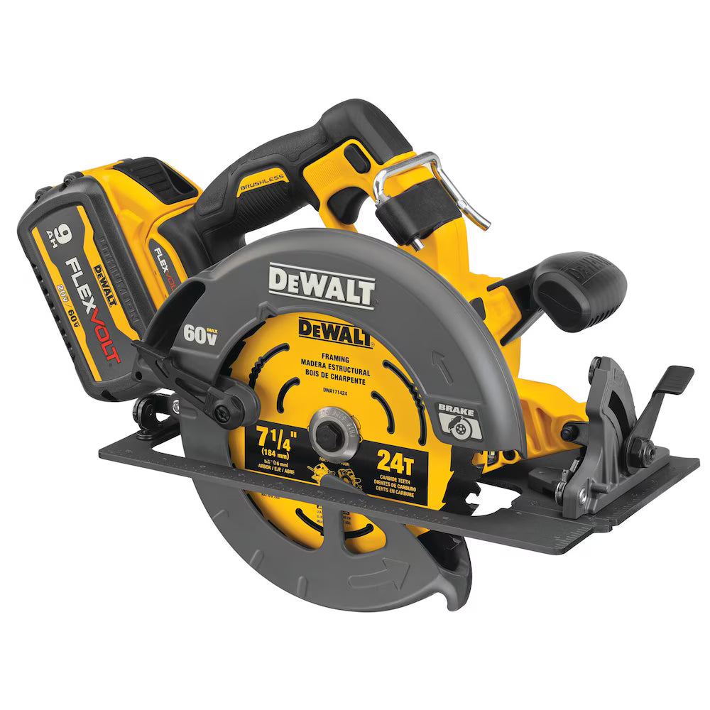DEWALT DCS578X2 FLEXVOLT 60V MAX Lithium-Ion Brushless 7-1/4" Cordless Circular Saw Kit with (2) 9ah Batteries