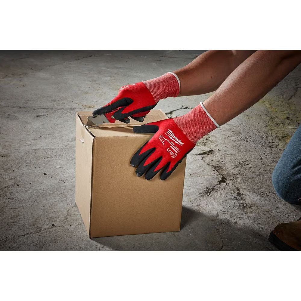 Milwaukee Large Level 1 Cut Resistant Nitrile Dipped Work Gloves - Red