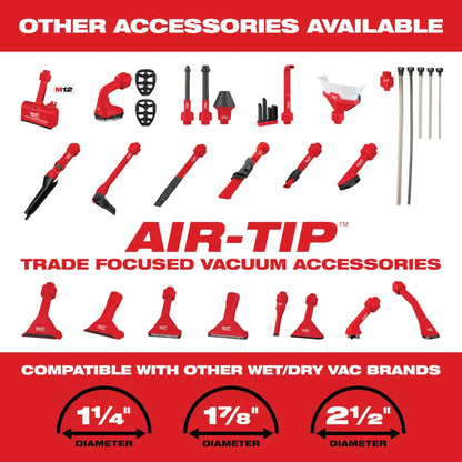 Milwaukee 49-90-2038 Tool AIR-TIP 1-1/4 in.-2-1/2 in. Rocking Utility Nozzle Attachment With Brushes For Wet/Dry Shop Vacuums