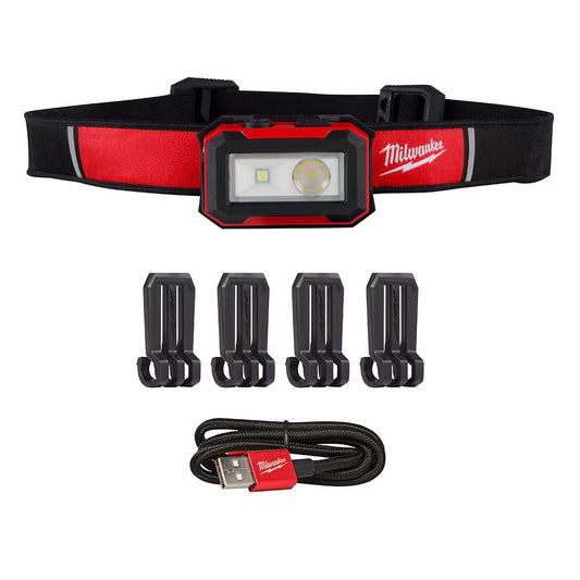 Milwaukee 2012R Tool 450 Lumens LED USB Internal Rechargeable Magnetic Hard Hat Headlamp and Task Light
