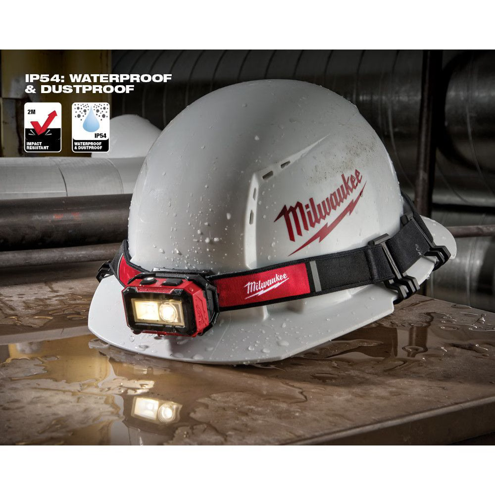Milwaukee 2012R Tool 450 Lumens LED USB Internal Rechargeable Magnetic Hard Hat Headlamp and Task Light