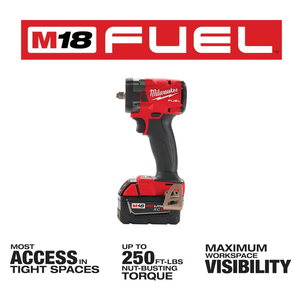 Milwaukee 2991-22 Tool M18 FUEL18-Volt Li-Ion Brushless Grinder and 3/8 Impact Wrench Kit (2-Tool) with (2) 5Ah Batteries