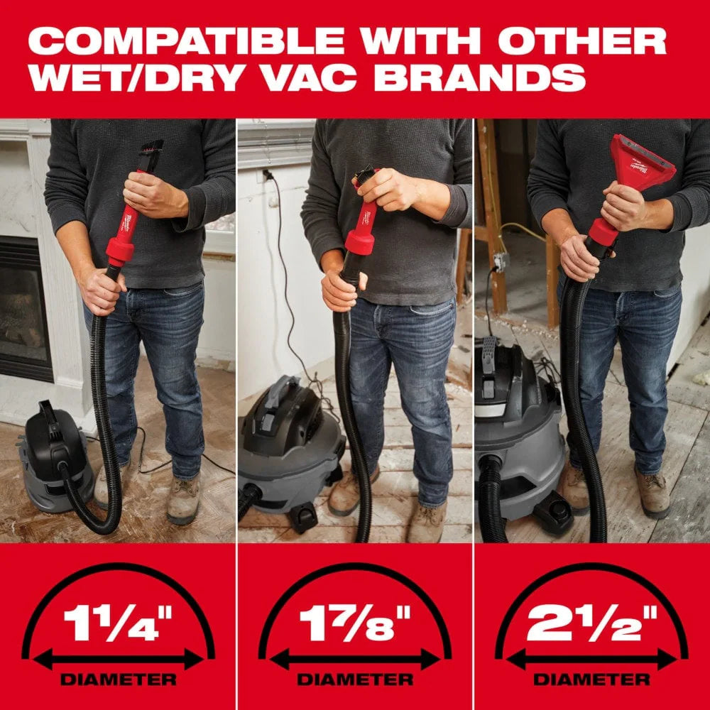 Milwaukee 49-90-2023 Tool AIR-TIP 1-1/4 in. - 2-1/2 in. 3-IN-1 Crevice and Brush Tool Wet/Dry Shop Vacuum Attachment (copy)