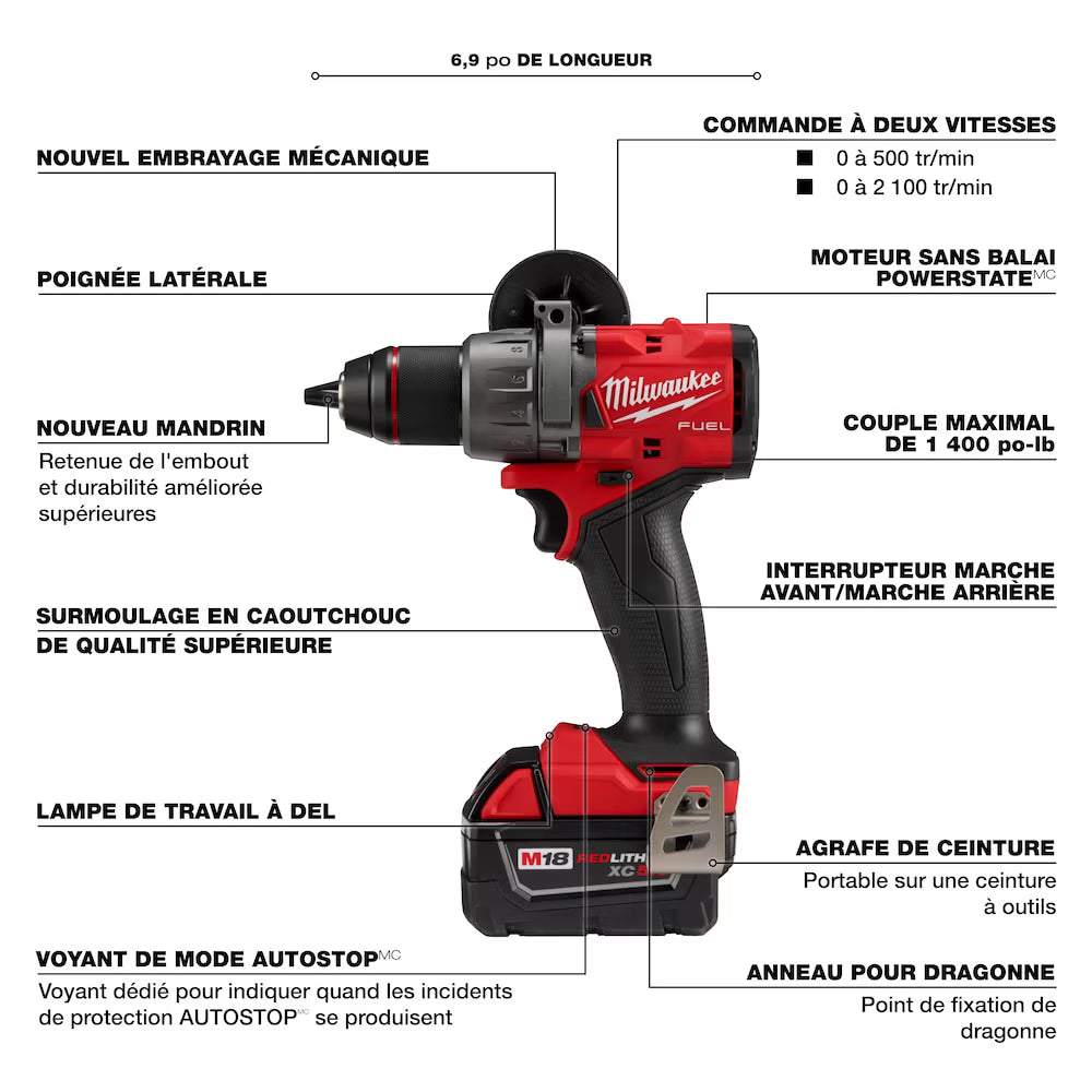 Milwaukee 3697-22CXC Tool M18 FUEL 18V Li-Ion Brushless Cordless Next Generation Hammer Drill Impact Driver Combo Kit (2-Tool)