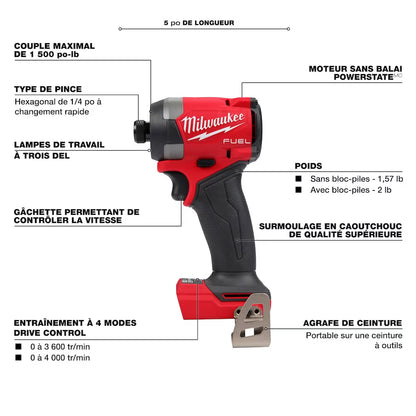 Milwaukee 3697-22CXC Tool M18 FUEL 18V Li-Ion Brushless Cordless Next Generation Hammer Drill Impact Driver Combo Kit (2-Tool)