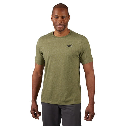 Milwaukee 603GN Tool Men's Large Green FREEFLEX Cotton/Polyester Short-Sleeve Hybrid Work T-Shirt