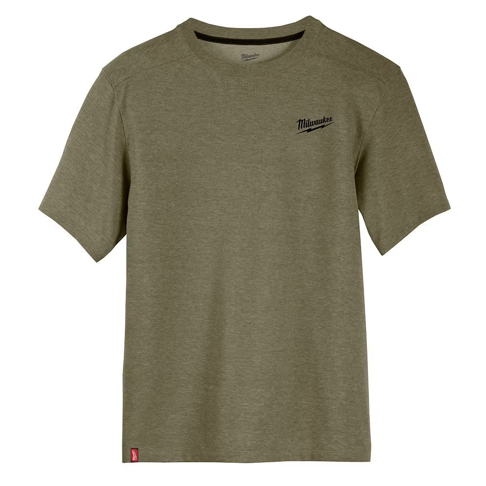 Milwaukee 603GN Tool Men's Large Green FREEFLEX Cotton/Polyester Short-Sleeve Hybrid Work T-Shirt
