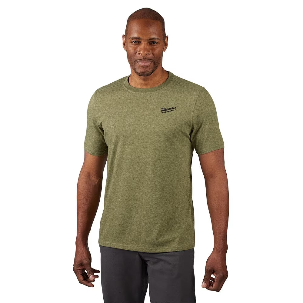Milwaukee 603GN Tool Men's Large Green FREEFLEX Cotton/Polyester Short-Sleeve Hybrid Work T-Shirt