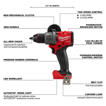 Milwaukee  2904-22 Tool M18 FUEL 18V Li-Ion Brushless Next Generation 1/2 in. Hammer Drill Driver Kit w/(2) 5.0 Ah Batteries