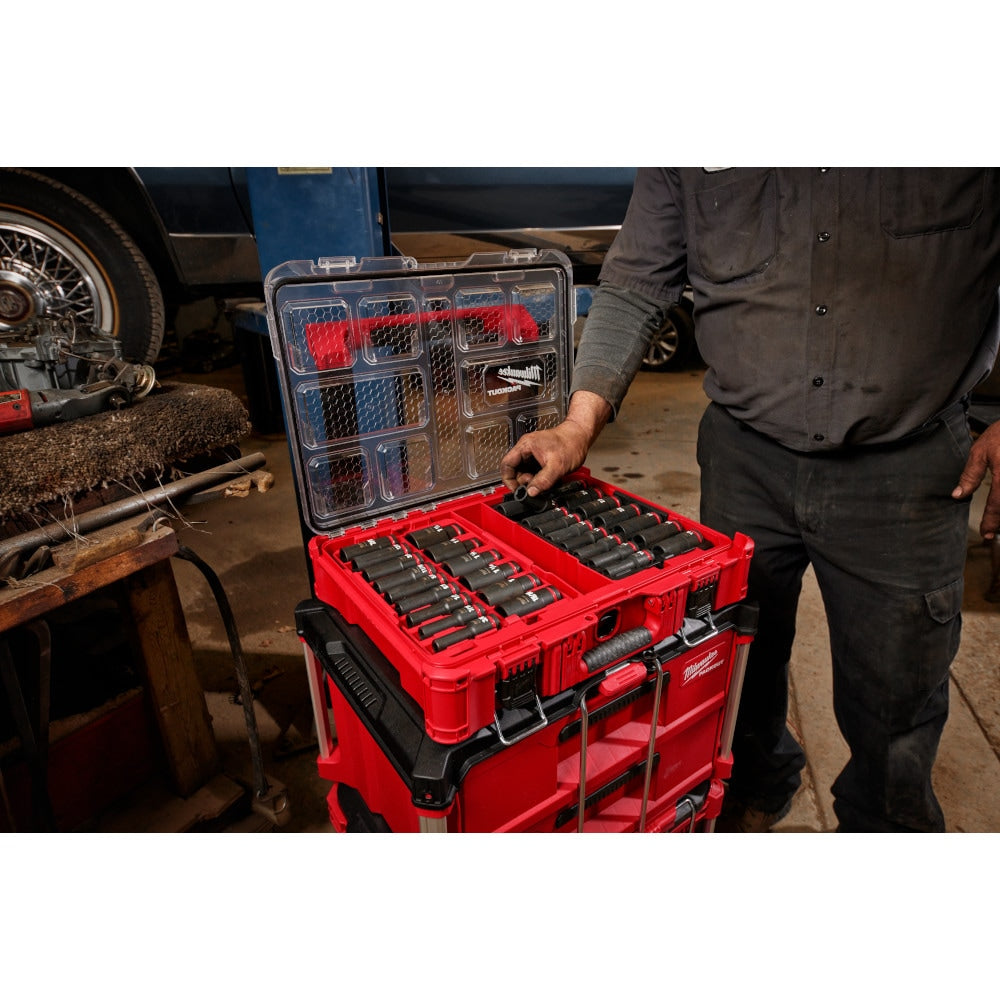 Milwaukee 49-66-6805 Tool SHOCKWAVE Impact-Duty 3/8 inch Drive Metric and SAE Deep Well Impact PACKOUT Socket Set (36-Piece)