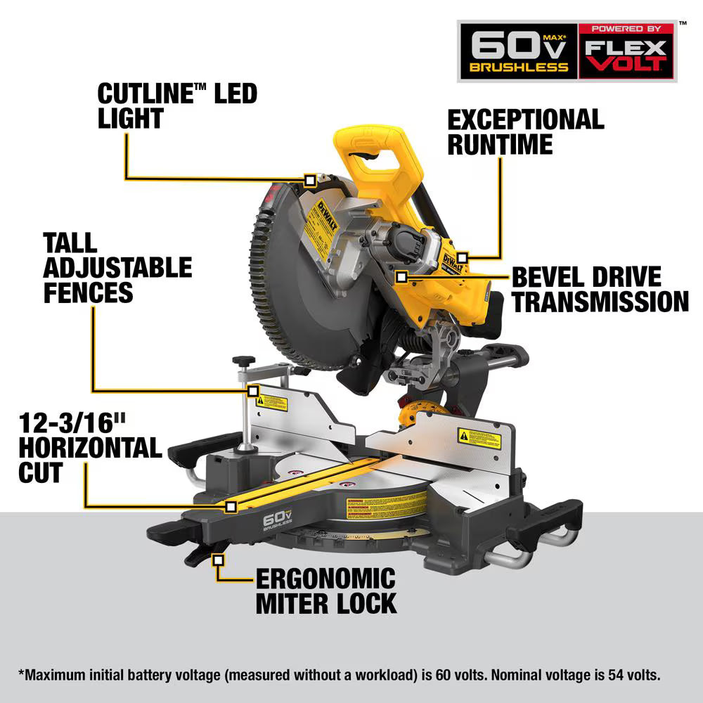 DEWALT DCS781B FLEXVOLT 60V MAX 12 Inch Sliding Miter Saw (Tool-Only)