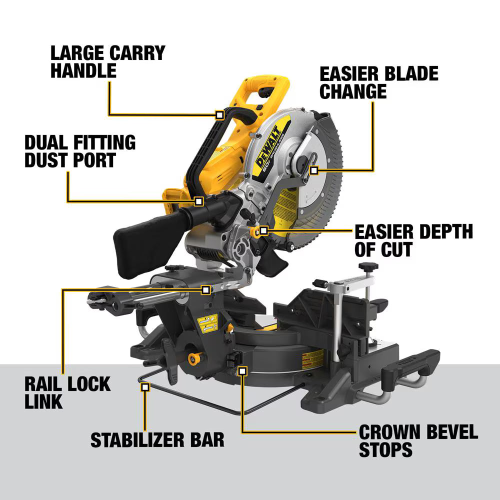 DEWALT DCS781B FLEXVOLT 60V MAX 12 Inch Sliding Miter Saw (Tool-Only)