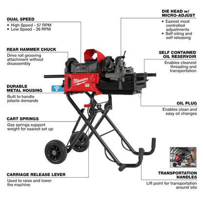 Milwaukee MXF512-2XC Tool MX FUEL Lithium-Ion Cordless 1/2-inch to 2-inch Pipe Threading Machine Kit with (2) Batteries and Charger