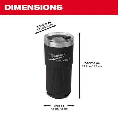 Milwaukee 48-22-8392B Tool PACKOUT Black 20 oz. Tumbler