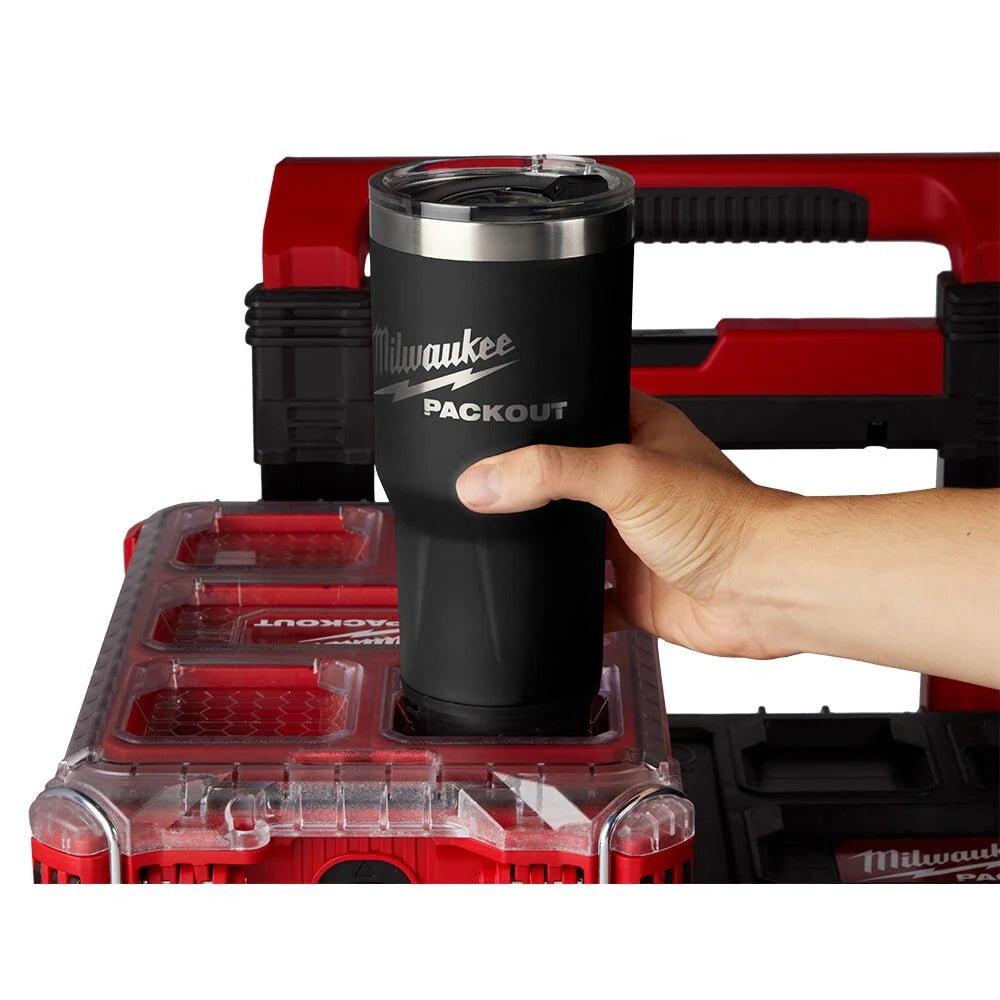 Milwaukee 48-22-8393B PACKOUT™ 30 oz. Tumbler – Black, Double-Wall Vacuum Insulation, Twist-Lock PACKOUT Connectivity, Dishwasher Safe