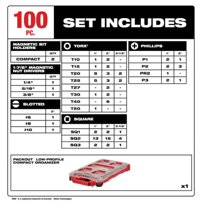 Milwaukee 48-32-5156 Tool SHOCKWAVE Impact Duty Driver Bit PACKOUT Set (100-Piece)