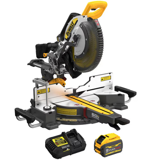 DEWALT DCS781X1 60V MAX FLEXVOLT 12-inch Sliding Miter Saw Kit - with 9Ah Battery & Charger