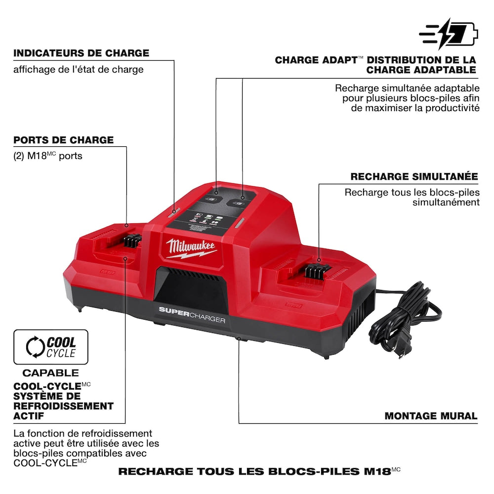Milwaukee 48-59-1815  Tool 18-Volt M18 Lithium-Ion Battery Dual Bay Simultaneous Super Charger