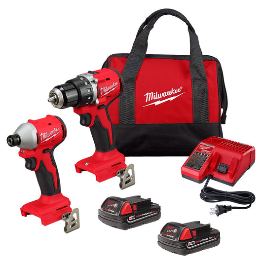 Milwaukee 3692-22CT Tool M18 18-Volt Li-Ion Brushless Cordless Compact Drill/Impact Combo Kit (2-Tool) with (2) 2.0 Ah Batteries