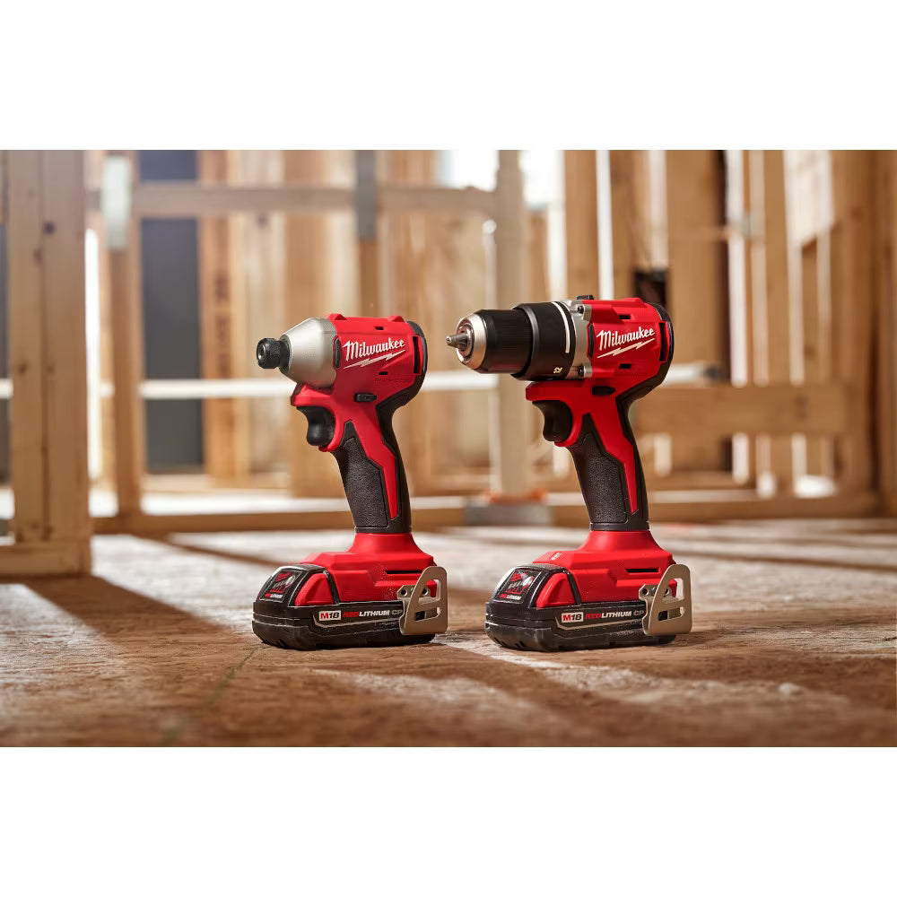 Milwaukee 3692-22CT Tool M18 18-Volt Li-Ion Brushless Cordless Compact Drill/Impact Combo Kit (2-Tool) with (2) 2.0 Ah Batteries
