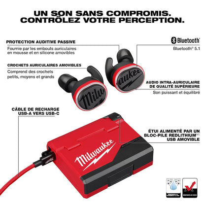 Milwaukee 2191-21 Tool REDLITHIUM USB Bluetooth Jobsite Ear Buds