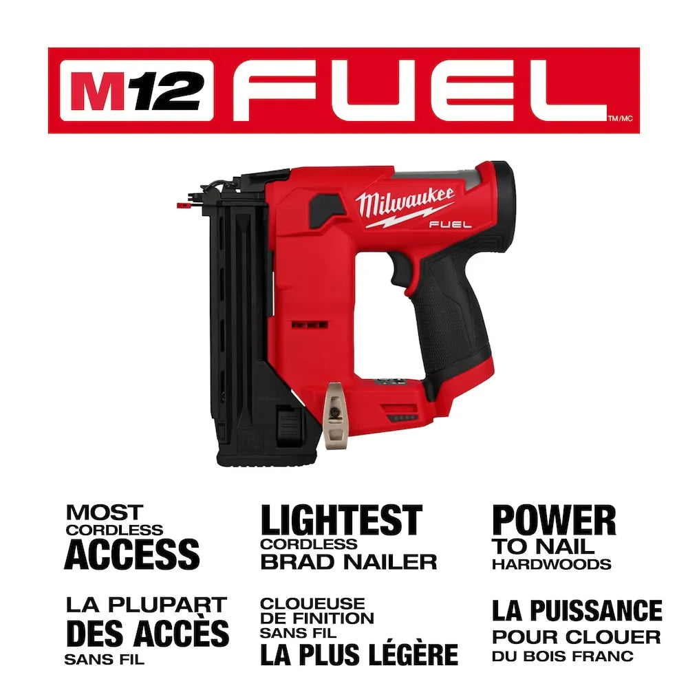 Milwaukee 2541-20 Tool M12 FUEL 12-Volt Lithium-Ion Brushless Cordless 18 Gauge Compact Brad Nailer (Tool-Only)