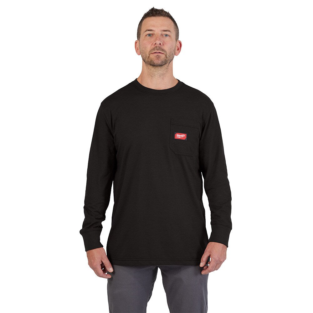 Milwaukee Tool Men's Black GRIDIRON Cotton/Polyester Long-Sleeve Pocket T-Shirt