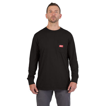 Milwaukee Tool Men's Black GRIDIRON Cotton/Polyester Long-Sleeve Pocket T-Shirt