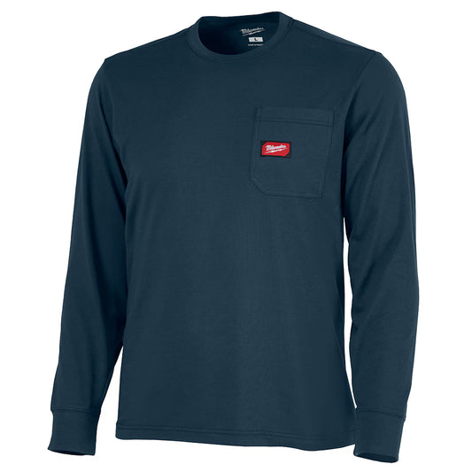 Milwaukee Tool Men's Blue GRIDIRON Cotton/Polyester Long-Sleeve Pocket T-Shirt