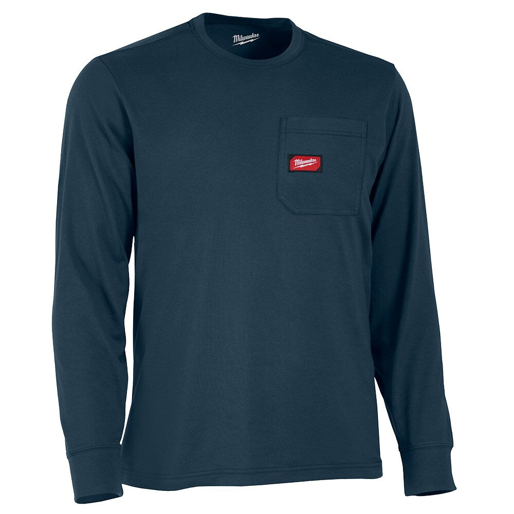Milwaukee Tool Men's Blue GRIDIRON Cotton/Polyester Long-Sleeve Pocket T-Shirt