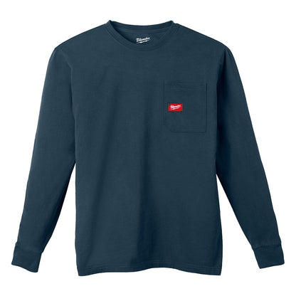 Milwaukee Tool Men's Blue GRIDIRON Cotton/Polyester Long-Sleeve Pocket T-Shirt