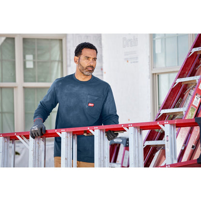 Milwaukee Tool Men's Blue GRIDIRON Cotton/Polyester Long-Sleeve Pocket T-Shirt