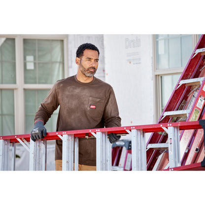 Milwaukee Tool Men's Brown GRIDIRON Cotton/Polyester Long-Sleeve Pocket T-Shirt