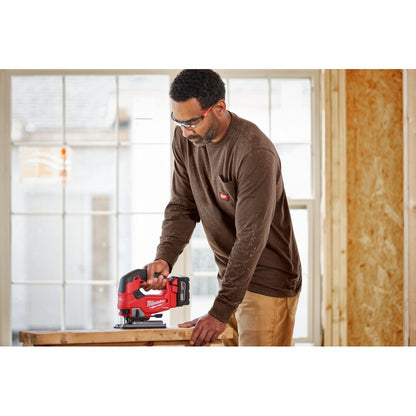 Milwaukee Tool Men's Brown GRIDIRON Cotton/Polyester Long-Sleeve Pocket T-Shirt