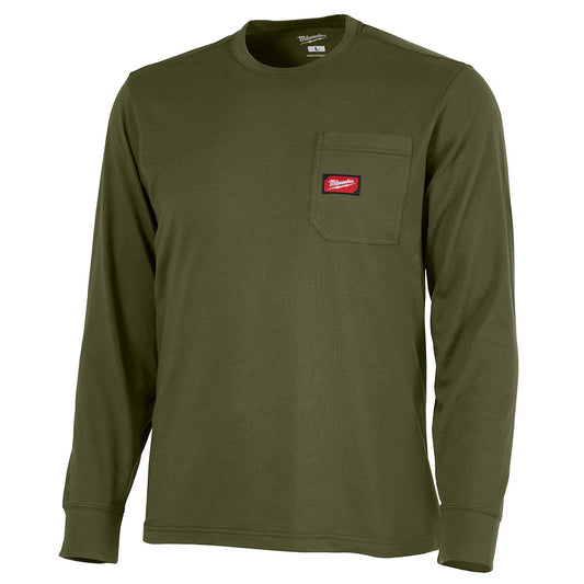 Milwaukee Tool Men's Green GRIDIRON Cotton/Polyester Long-Sleeve Pocket T-Shirt