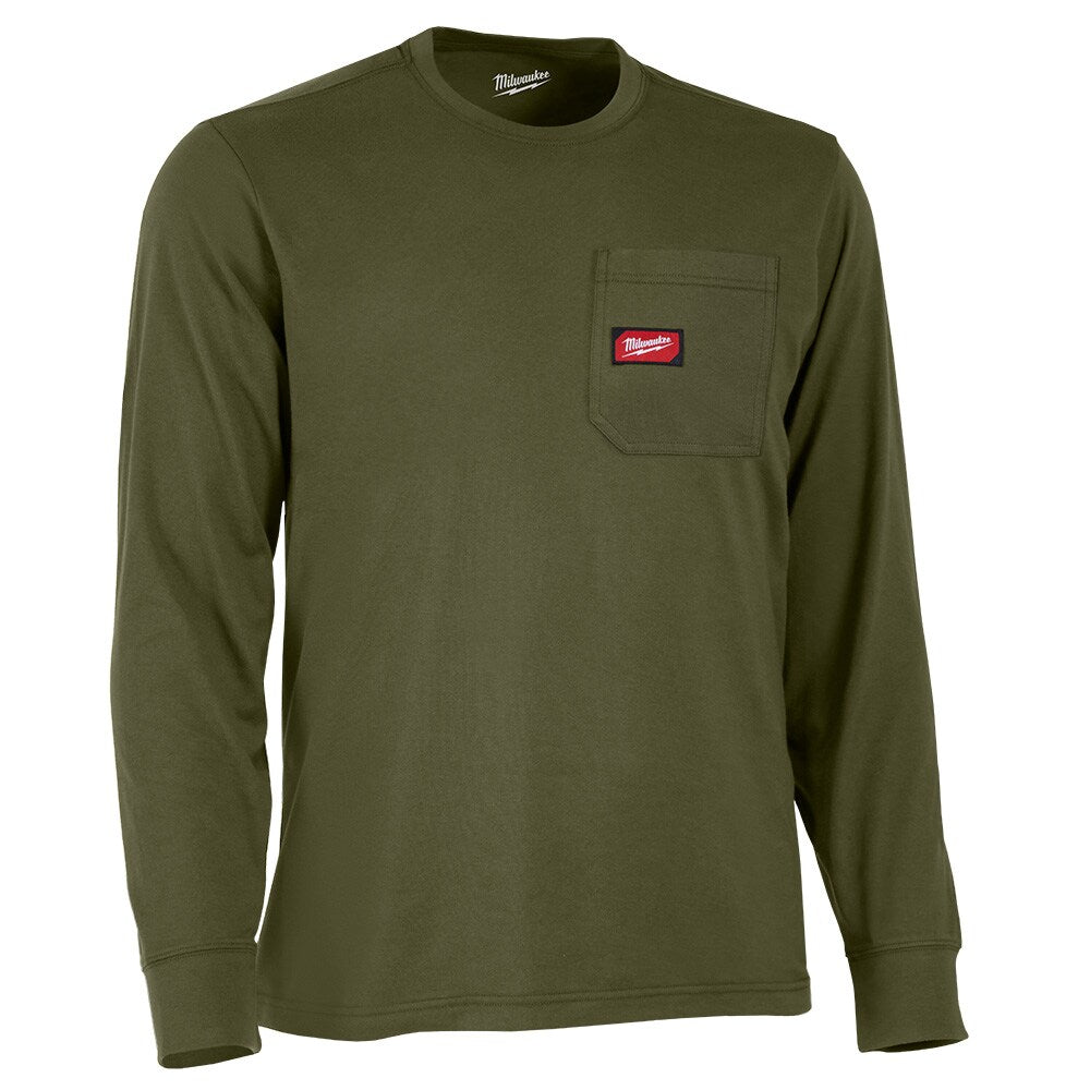 Milwaukee Tool Men's Green GRIDIRON Cotton/Polyester Long-Sleeve Pocket T-Shirt