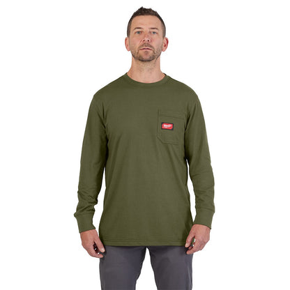 Milwaukee Tool Men's Green GRIDIRON Cotton/Polyester Long-Sleeve Pocket T-Shirt