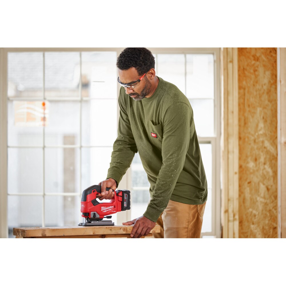 Milwaukee Tool Men's Green GRIDIRON Cotton/Polyester Long-Sleeve Pocket T-Shirt