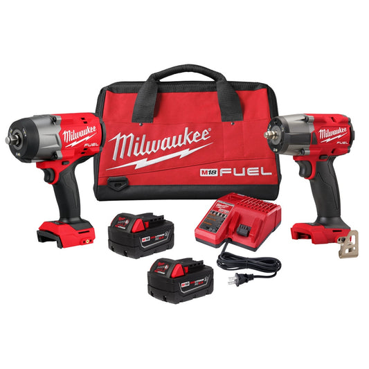 Milwaukee 3010-22 Tool M18 FUEL 18V Li-Ion Brushless 1/2 in. High Torque Impact Wrench & 3/8" MTIW Automotive Combo Kit