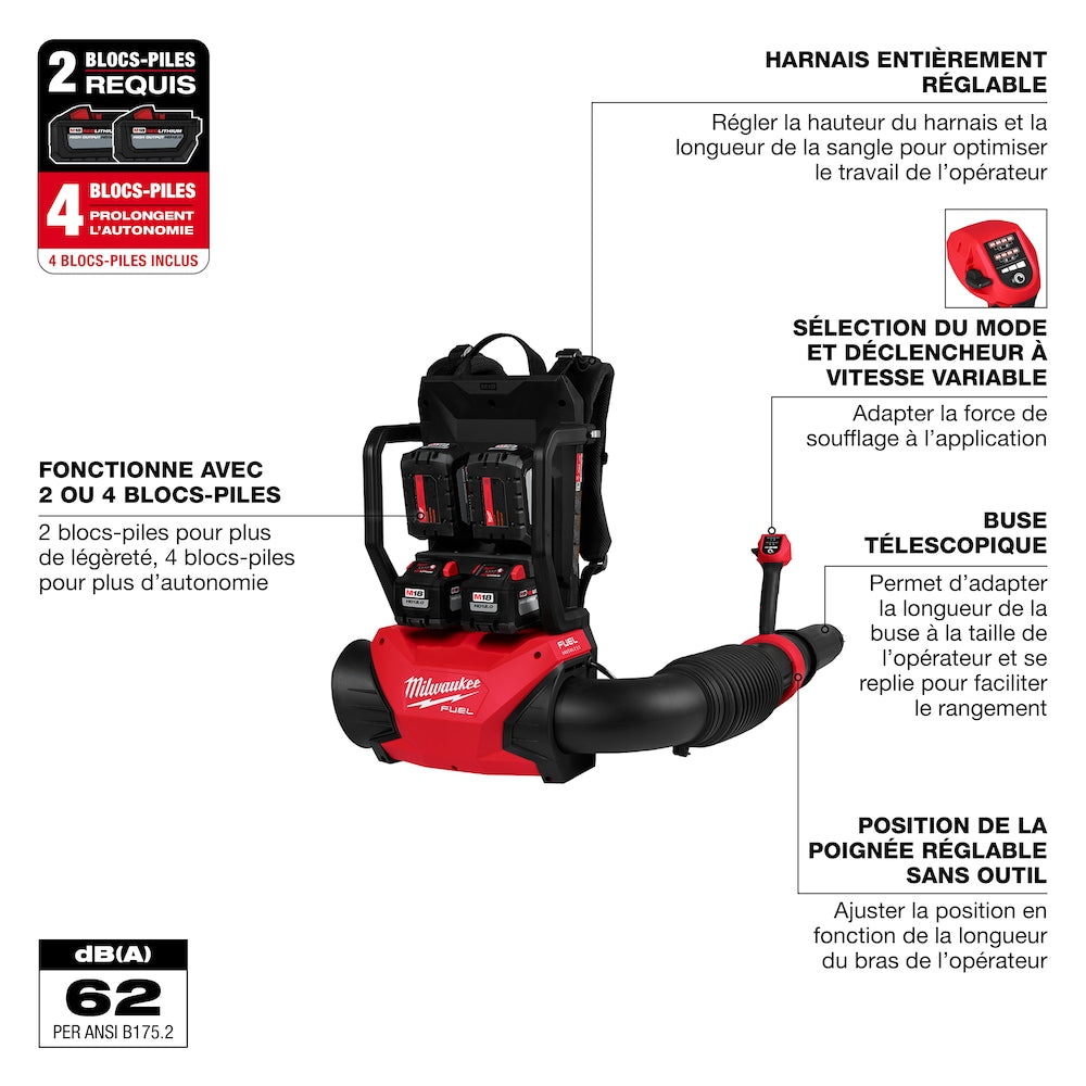 Milwaukee M18 FUEL 3009-24HD Backpack Blower Kit | 155 MPH / 650 CFM | Includes 4×12.0Ah Forge Batteries & 2 Dual Chargers
