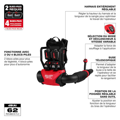 Milwaukee M18 FUEL 3009-24HD Backpack Blower Kit | 155 MPH / 650 CFM | Includes 4×12.0Ah Forge Batteries & 2 Dual Chargers