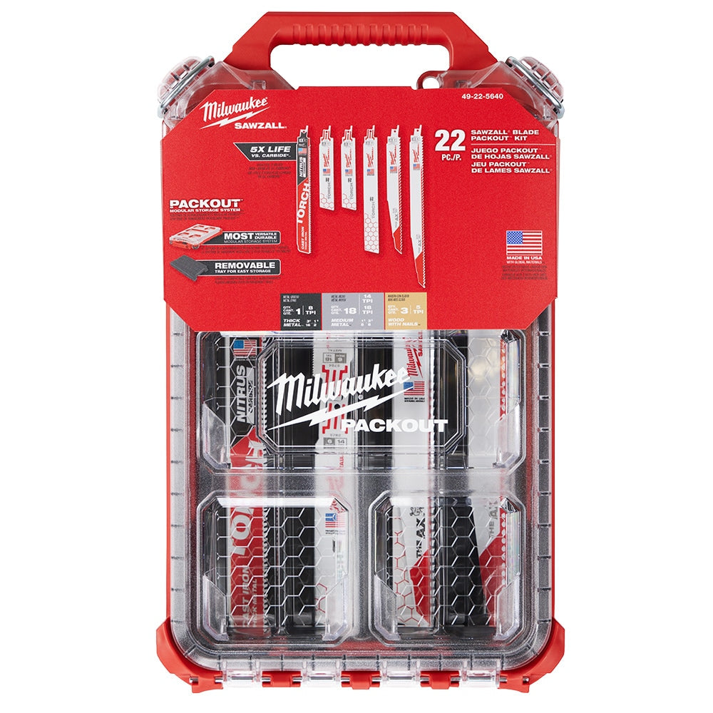 Milwaukee 49-22-5640 Tool PACKOUT SAWZALL Blade Kit (22-Piece)