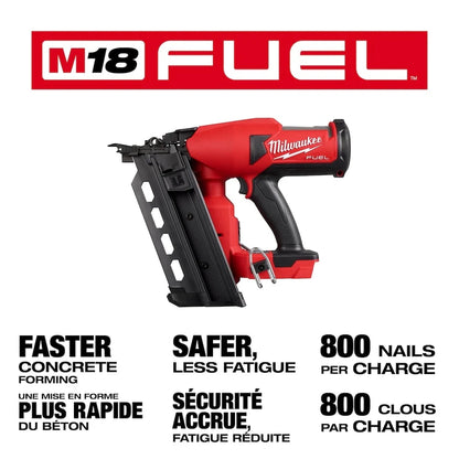 Milwaukee 2844-20 Tool M18 FUEL 18V Lithium-Ion Brushless Cordless 21-Degree Duplex Nailer (Tool-Only)