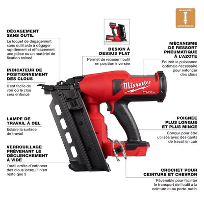 Milwaukee 2844-20 Tool M18 FUEL 18V Lithium-Ion Brushless Cordless 21-Degree Duplex Nailer (Tool-Only)