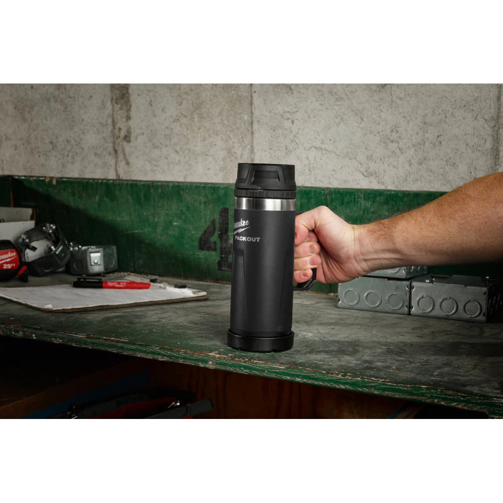 Milwaukee 48-22-8394B Tool PACKOUT Black 18oz Insulated Mug with Sip Lid