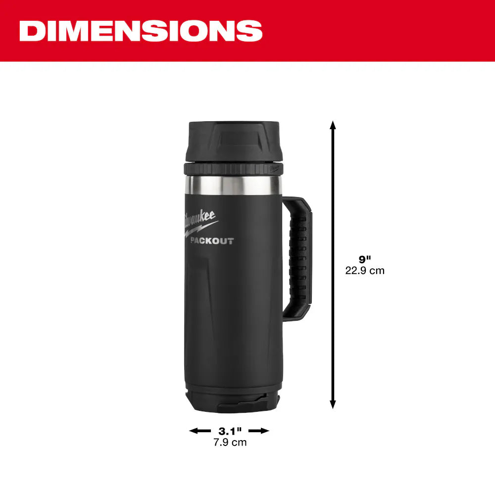 Milwaukee 48-22-8394B Tool PACKOUT Black 18oz Insulated Mug with Sip Lid