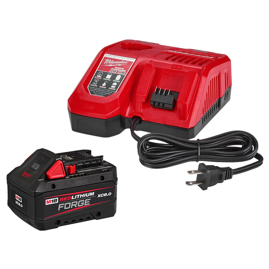Milwaukee 48-59-1881 Tool 18-Volt M18 Lithium-Ion Extended Capacity (XC) 8.0 Ah REDLITHIUM FORGE Battery with Multi-Voltage Rapid Charger
